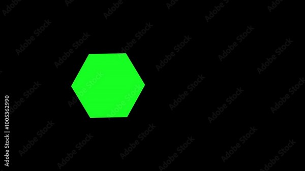 Explosive shape line burst with polygon shape animation green color. Shine effect animation with transparent background, Kaleidoscope, horizontal, ribbon