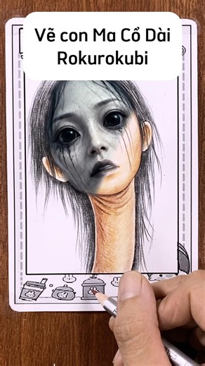 Vẽ con Ma Cổ Dài Rokurokubi | Drawing #short s t