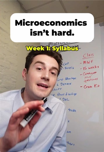 Did you just have your first Microeconomics class? Over the next 15 weeks I’ll be covering the core of what you need to know for each unit with whiteboard lessons like this. If you could use some extra help this semester, now’s the time to give us a follow to stay in the loop