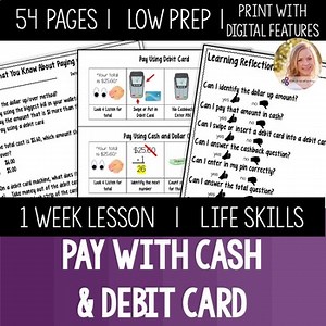 Paying w/ Cash & Debit Card Money Lesson Unit. Functional Life Skills Special Ed