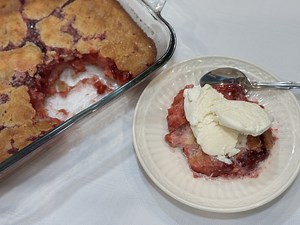 Quick and Easy Cherry Pudding is another classic recipe from the 60's. The sweet and thin batter combined with a hint of tartness from the cherry pie filling gives this dessert a rich and perfect flavor. Top it with vanilla ice cream, and it scores a perfect 10! Other fruits such as peach or apple may be used as well. Follow the link below to see more videos on Facebook: https://www.facebook.com/homewiththehalsteads #homewiththehalsteads #cookingchannel #cookbookauthor #cherrypudding #cherryreci