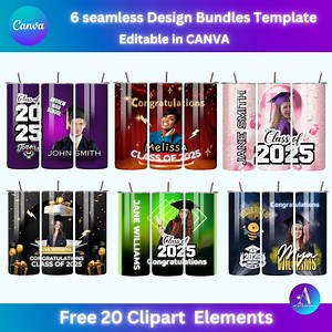 Graduation Tumbler Design Bundle: Class of 2025, Editable in Canva (digital Download) - Etsy