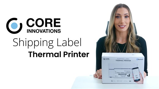 Open Box Core Innovations Bluetooth Thermal 4x6 Shipping Label Printer Bundle for Packages & Small Business - Android, iOS & Windows Compatible