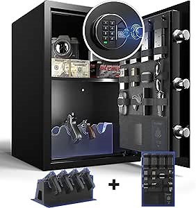 Vaultlux 500F BBiometric Gun Safe & Cabinet (2.03 cu. ft.) - Include【Gun Rack & Gun Organizer】Quick Access, Fingerprint Security, Backlit Keyboard, Silent Mode and Detachable Crossbar for Pistol Safe