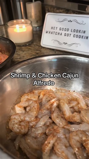 Spicy Cajun Alfredo Pasta with Shrimp & Chicken