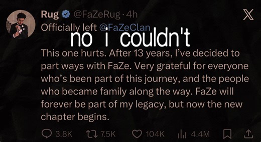 Faze Rug Departs Faze Clan After 13 Years