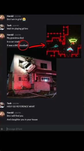 GD reference 😂 (ignore the other messages) #gd #geometrydash #reels #fyp​