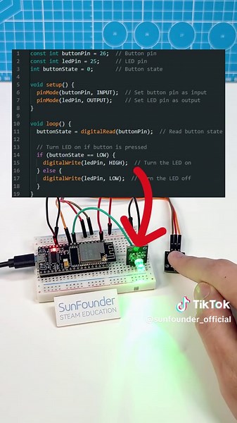 DIY ESP32 Button Project – Super Simple! #sunfounder #programming #stem #esp32 #esp32project #electronics #engineering