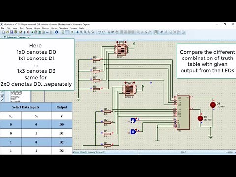 Multiplexer IC 74153 operation with DIP switches