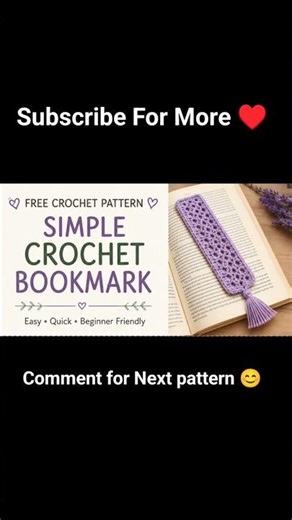 Easy Crochet Bookmark Pattern 📚🧶 Beginner Friendly DIY Bookmark Tutorial#crochet #crochetbookmark