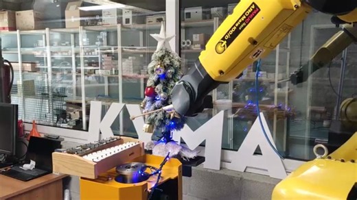 4.1K views · 107 reactions | The creative engineers at KYMA automation had fun programming this FANUC welding robot to bring the Christmas spirit to the workplace!  Take a moment to enjoy the performance of this talented FANUC robot! #FANUCrobot #FANUC #christmas #xmas | FANUC Europe | Facebook
