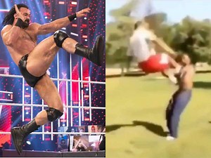 WATCH: Man knocks out shirtless guy with Drew McIntyre's Claymore kick to save friend in street fight