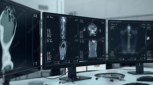 Scanner system interface deals with the anatomical examination of a patient. Interface of the anatomical examination equipment. Interface of the medical x-ray anatomical examination system.