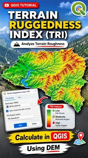 Calculate Terrain Ruggedness Index (TRI) in QGIS ⛰️ #shorts #qgis