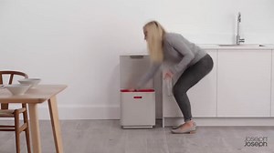 Joseph Joseph Totem Compact 10.5 Gallon/40 Litre Waste Separation and Recycling Kitchen Bin with odour filter and removable food waste caddy, Stainless Steel