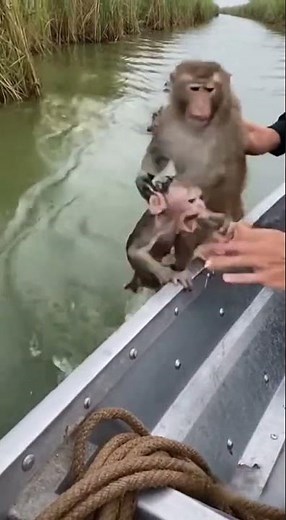 Baby Monkey Saved From Crocodiles in Dramatic River Rescue