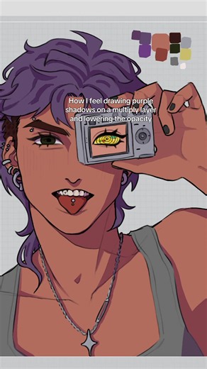 How to Draw Purple Shadows on Multiply Layer (Lower Opacity)