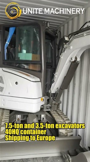 How We Load 2 Excavators into One 40HQ Container (7.5T + 3.5T#excavator#HeavyEquipment#construction