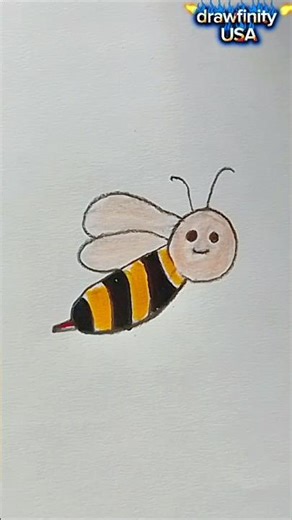 How to Draw a Cute Bee 🐝 Easy Cartoon Bee Drawing Tutorial #Shorts | Drafinity USA