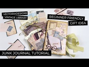 Vintage Junk Journal Tutorial | Loaded Pocket Tutorial | VectoriaDesigns | Vintage Library