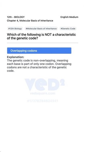 12th Biology Molecular Basis of Inheritance Genetic Code MCQ