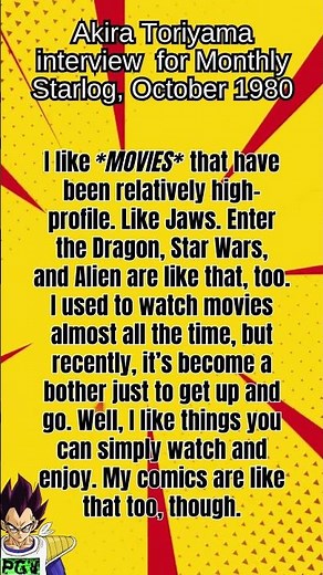 Akira Toriyama on Star Wars, October 1980 interview #toriyama