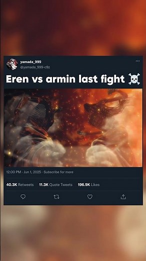 Eren vs armin last fight #attackontitan #eren #armin