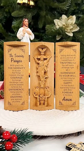 For the friend whose soul carries burdens in silence. This handcrafted Serenity Prayer wooden sculpture unfolds to reveal timeless wisdom when their heart needs it most. A tangible reminder they're never alone on life's winding path. More than artistry—it's your way of saying "I see your journey, I honor your faith." Peace, beautifully contained. ✨ | FaithCorner