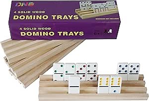 DNB Wooden Domino Racks Trays - Set of 4 Holders 3 Slots per Holder - Dominoes NOT Included