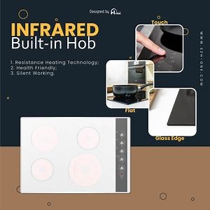 [Hot Item] Built in Ceramic Cooker with 4 Elements Flat Cooking Surface Metal Rotary Dial Controls and Dual-Circuit Zones