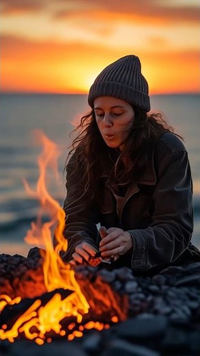 Starting Fire with Ember at Sunset | Primitive Survival Technique #firemaking #survival #sunset