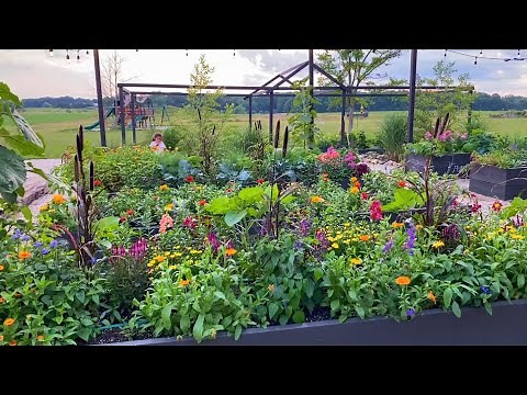 Raised Garden Bed Tour | Vegetables & Flowers Mixed