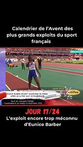 30 août 2003, aux championnats du monde d’athlétisme de Paris–Saint-Denis, Eunice Barber réalise l’un des exploits les plus marquants de l’histoire du sport français en devenant championne du monde du saut en longueur. Spécialiste de l’heptathlon, la Française s’impose pourtant face aux meilleures spécialistes mondiales de la discipline grâce à un concours d’une régularité et d’une maîtrise exceptionnelles. Avec un saut mesuré à 6,99 mètres, elle prend l’avantage et conserve la tête jusqu’au bou