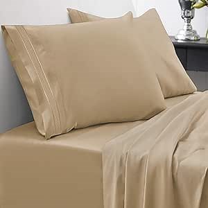 Queen Size Bed Sheets - Breathable Luxury Sheets with Full Elastic & Secure Corner Straps Built in - 1800 Supreme Collection Extra Soft Deep Pocket Bedding Set, Sheet Set, Queen, Camel (Pack of 12)