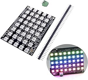 40 Bits WS2812 Led Matrix Shield with Pin Header and 2Pin Terminal Connector, WS2812B 5050 RGB LEDs with Build-in Driver Individually Addressable for Arduino ESP32 Raspberry Pi