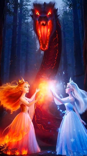 ice and fire princess | Just princess and GIANT PYTHON #shorts