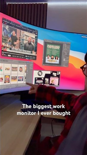 Samsung Odyssey Ark 55 inch monitor is crazy work #samsung #workspace #graphicdesign