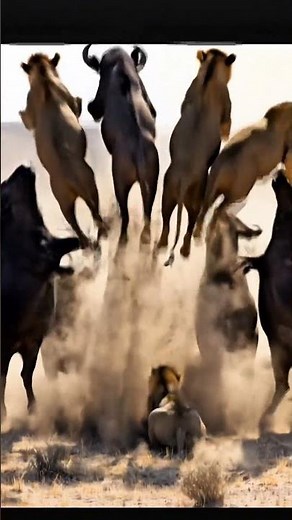 Buffalo Herd Charges In and Tosses Lions Into the Air | Wild Rescue Moment #wildlife #naturevideo