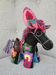 Mexican Black Donkey Stuffed Animal, Mexico Embroider Felt Burro Burrito Sabanero, Farm Plushie Toy Embroidery Wool, Nursery Doll Stuffed - Etsy
