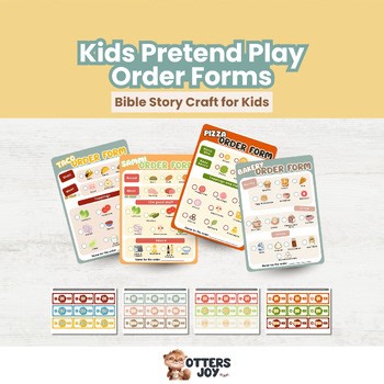 Kids Pretend Play Order Forms Bundle, for Kids, Homeschool, Play money