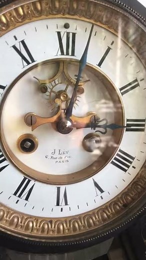Antique French marble mantle clock with mercury pendulum circa 1880