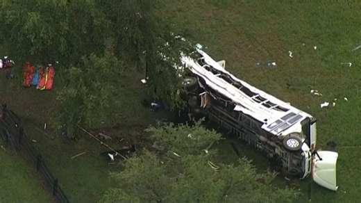 Aerial video shows scene after deadly Florida bus crash