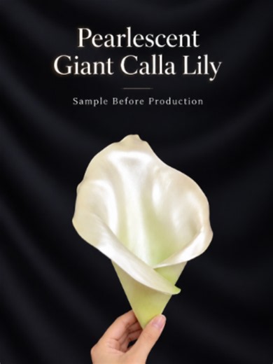 Giant calla lily sample — would you choose this pearlescent finish? Made for client approval before full production, so we can check the pearl sheen, flower shape and color first. Custom giant flowers for wedding decor, event styling and large-scale floral installations. Custom colors and sizes available. International shipping. #GiantFlowers #CallaLily #WeddingDecor #WeddingFlowers #EventDecor