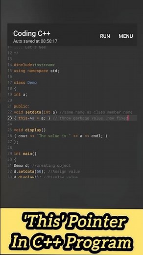 This pointer in c++ program #this #pointer #cppprogramming