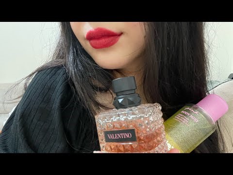 ASMR showing you my perfume collection | glass tapping, scratching and liquid sounds #asmr