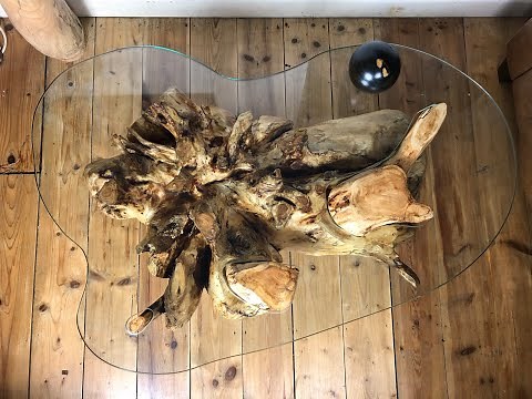 Glass Roots Table - Tree Root & Glass Coffee Table by Jamie Zennor - Macrocarpa glass & Lignum Vitae