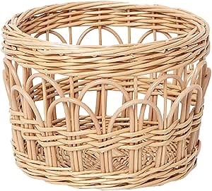 Round Wicker Basket, Woven Hollow Willow Storage Basket for Decoration Organizing Shelves
