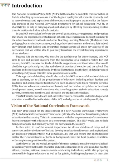 Introduction and vision of national curriculum framework 2023