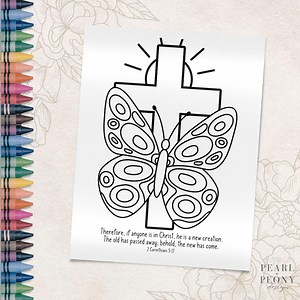 PRINTABLE Christian Easter Coloring Page, Butterfly Cross Coloring Sheet, Toddler Preschool Kindergarten Daycare Homeschool, Letter & A4 PDF - Etsy
