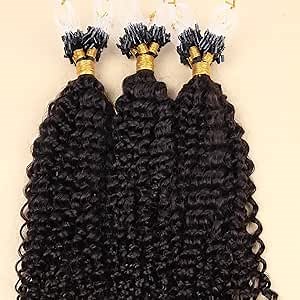 Deep Curly Micro Loop Ring Hair Extensions Indian Virgin Human Hair Micro Link Real Human Hair Extensions Loose Curly Hair 100Strands 16inch Natural Color